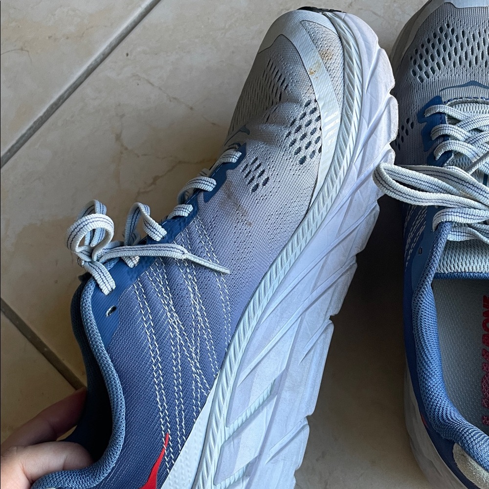 Hoka One One Blue and White Athletic Shoes - Picture 6 of 7